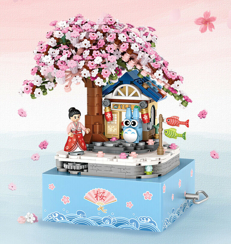 806PCS MOC Musical Box Cherry Blossom Tree Building Block Model Brick Figure Fully Compatible With Lego