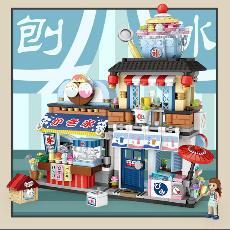 668PCS City MOC Japan Ice Shaving Shop Store Building Blocks Model Brick Figure Fully Compatible With Lego