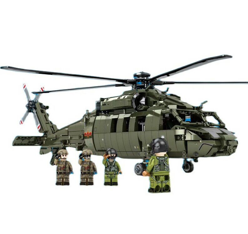 1880PCS Military Static Z-20 Helicopter Building Blocks Bricks Figures Model Educational Toy Fully Compatible With Lego