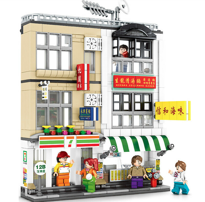 552PCS MOC City Street Hongkong House Store Building Blocks Bricks Model Figures Fully Compatible With Lego