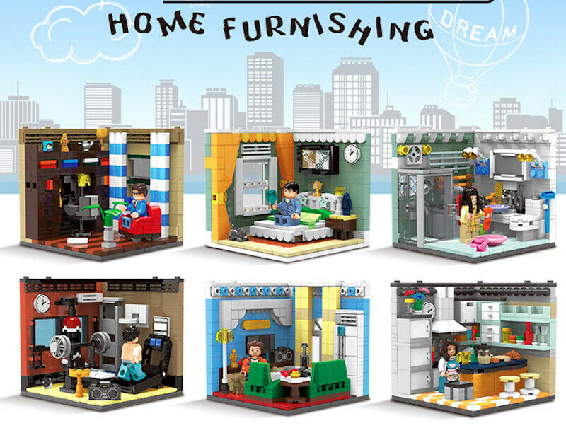 6PCS Set DIY Mini Sweet Home Furnishing Educational Toy Building Blocks Bricks Figure Fully Compatible With Lego