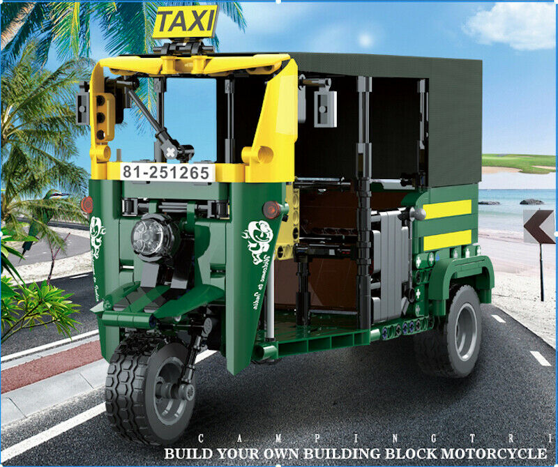 591PCS MOC Vintage TukTuk Auto Rickshaw Motor Tricycle Building