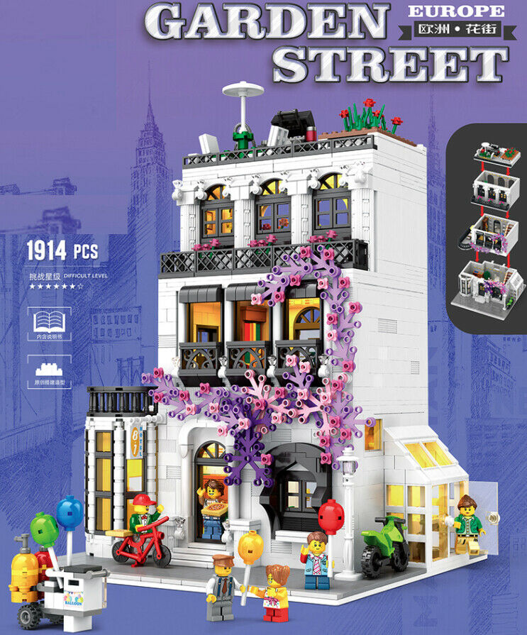 1914PCS MOC City Street Garden House Building Blocks Bricks Figures Educational Toy Model Fully Compatible With Lego
