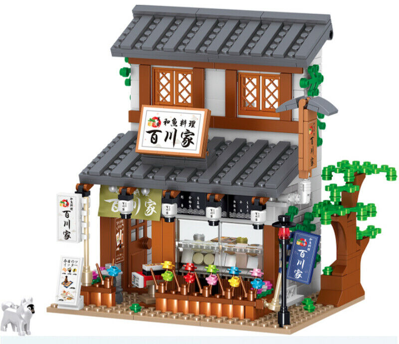 538PCS MOC Mini Japanese Cuisine Fish House Building Blocks Educational Toy Model Bricks Fully Compatible With Lego