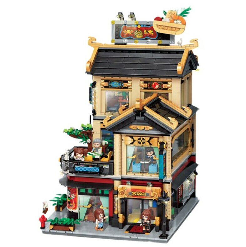 1850PCS MOC Chinese Restaurant Hotpot Building Blocks Bricks Figures Model Educational Toy Fully Compatible With Lego