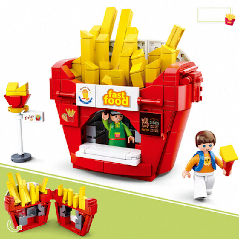 320PCS City Street French Fries Store Shop Building Blocks Brick Model Figure Fully Compatible With Lego