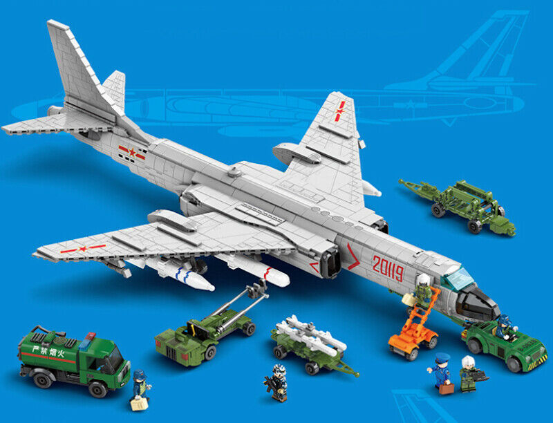 2135PCS Military H-6K Attack Bomber Aircraft Building Blocks Brick Figure Model Fully Compatible With Lego