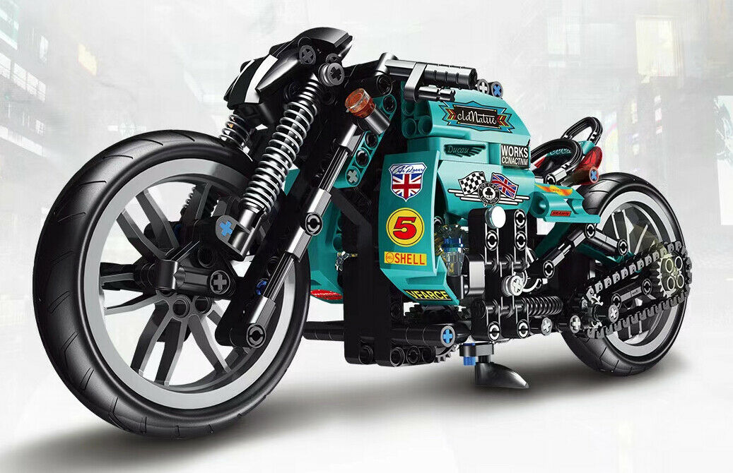 431PCS MOC Technic Cafe Racer Motorcycle Bike Building Blocks Educational Toy Model Brick Fully Compatible With Lego