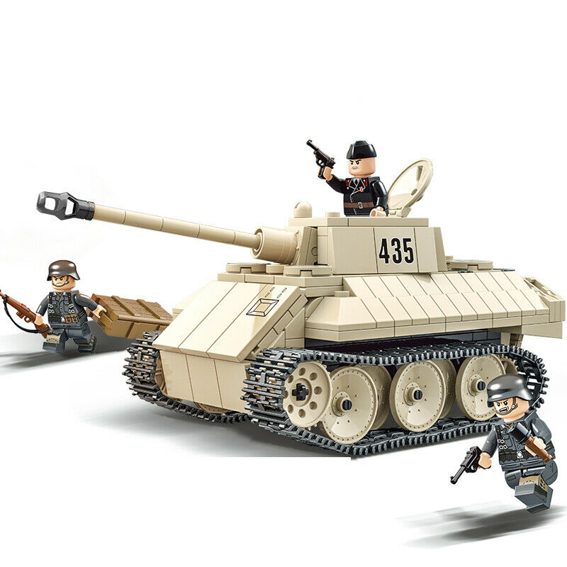 446PCS VK1602 Leopard Light Tank Model Building Blocks WW2 Soldier Figure Educational Toy Fully Compatible With Lego