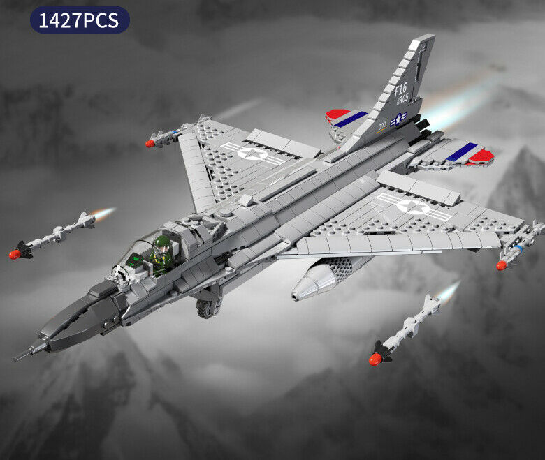 1427PCS F16 Aircraft Fighting Falcon Fighter Building Block Brick Figure Model Fully Compatible With Lego