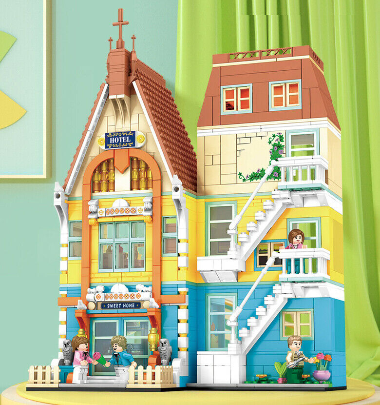1509PCS MOC City Hotel Apartment Building Blocks Model Bricks Figures Light Educational Toy Fully Compatible With Lego