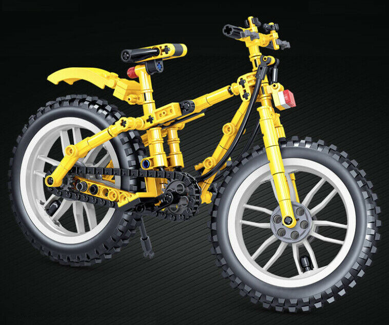 225PCS MOC Mini Yellow Bike Bicycle Building Blocks Bricks Model Educational Toy Fully Compatible With Lego