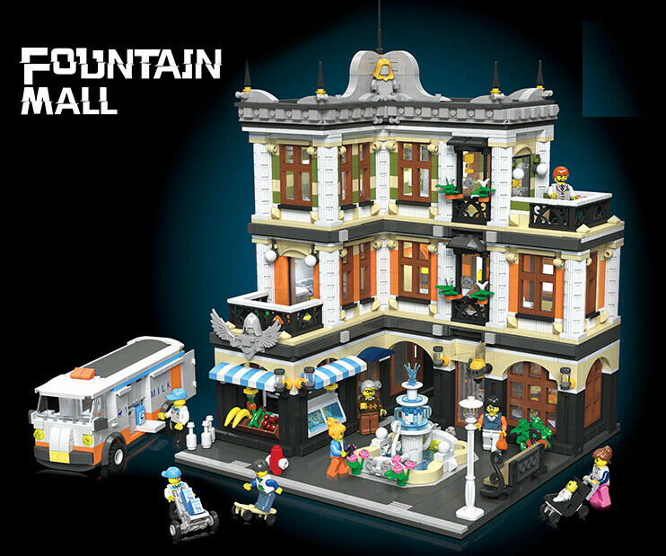 3420PCS City Town Fountain Shopping Mall Building Block Educational Toy Model Bricks Figures Fully Compatible With Lego