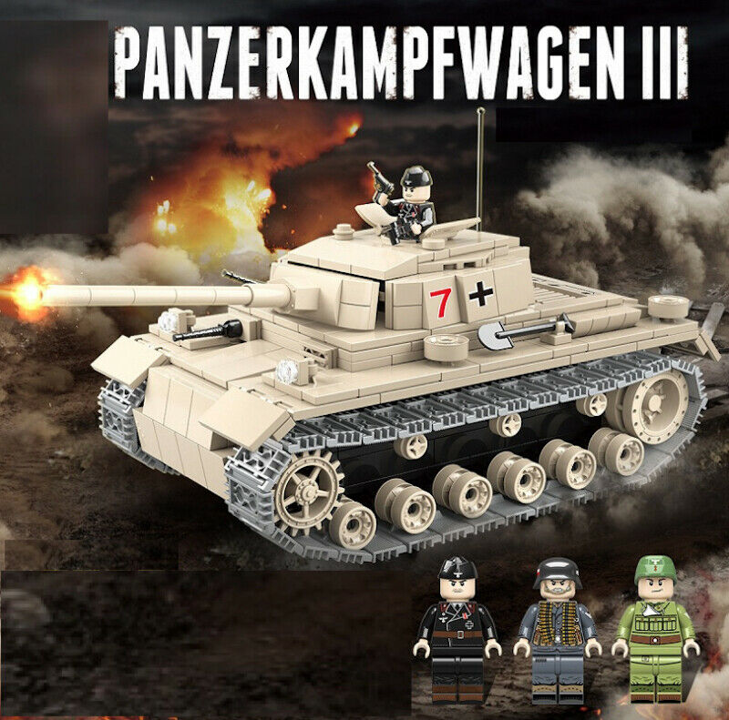 711PCS Panzerkampfwagen III Tank Building Blocks WW2 Soldier Figures Model Educational Toys Fully Compatible With Lego