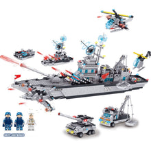 Load image into Gallery viewer, 1704PCS Military WW2 6in1 Battle Ship Destroyer Helicopter Submarine Frigate Tank Figure Model Toy Building Block Brick Gift Kids Compatible Lego
