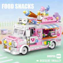 Load image into Gallery viewer, MOC Micro Mini Food Fruit Ice Cream Sushi Burger Vending Truck Car Model Toy Building Block Brick Gift Kids
