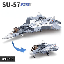 Load image into Gallery viewer, 893PCS Military WW2 2in1 Su-57 Felon Air Fighter Plane Figure Model Toy Building Block Brick Gift Kids
