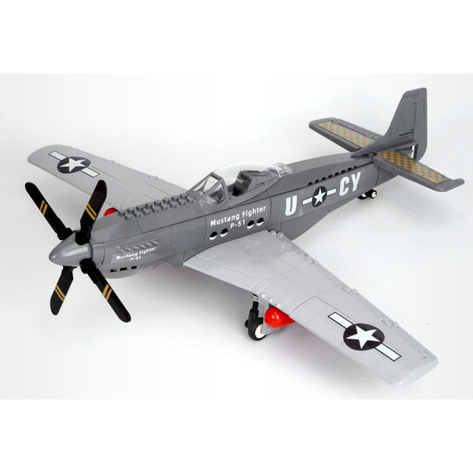 iqipets WW2 Military Airplane Building Blocks Set - 258 Pieces P-51 Mustang  Fighter Building Kits for Kids & Boys Ages 6-10+ as Birthday Gift
