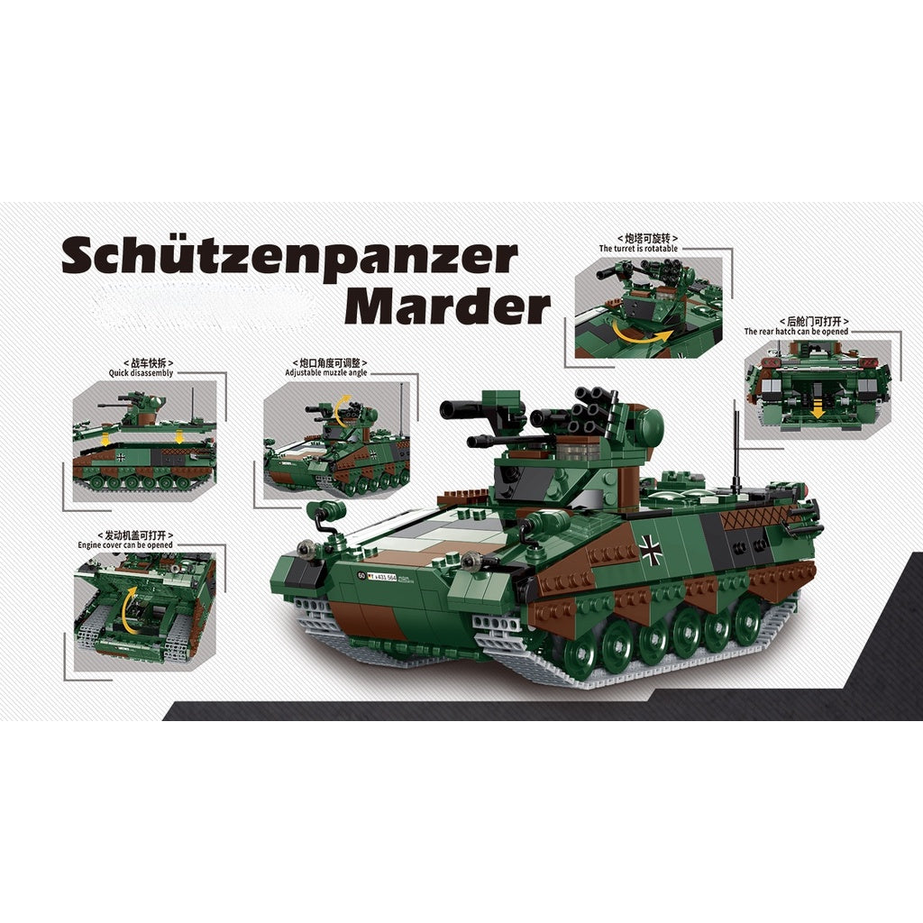 1045PCS WW2 Schutzenpanzer Marder IFV Model Toy Building Block