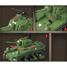 Load image into Gallery viewer, 601PCS Military WW2 M3A1 Stuart Light Tank Figure Model Toy Building Block Brick Gift Kids Compatible Lego
