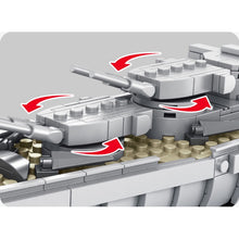 Load image into Gallery viewer, 1602PCS Military KMS Bismarck Battleship Model Toy Building Block Brick Gift Kids Compatible Lego
