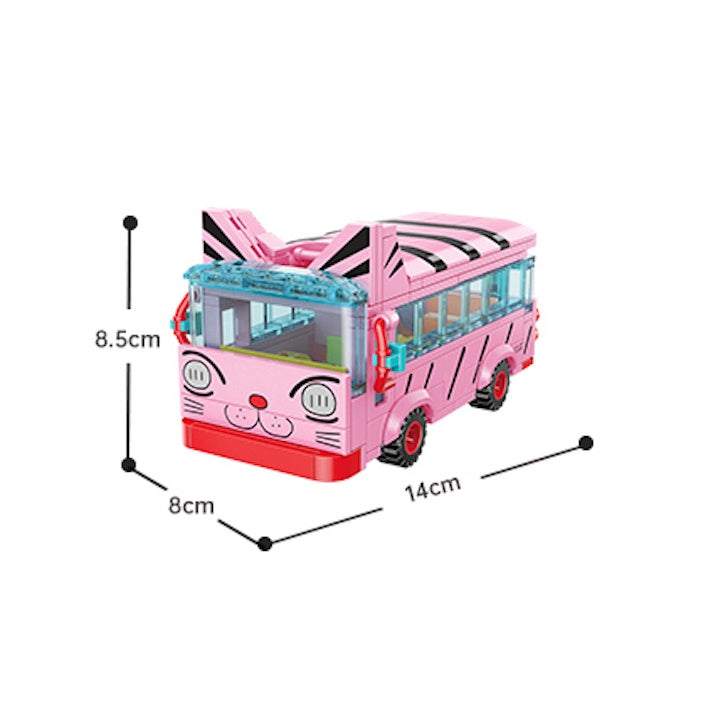 MOC Crayon Shin-chan Cat School Bus Comic Cartoon Figure Model Toy