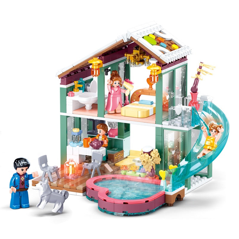 429PCS MOC City Girls Hot Spring Spa Villa Resort Figure Model Toy Building Block Brick Gift Kids Compatible Lego