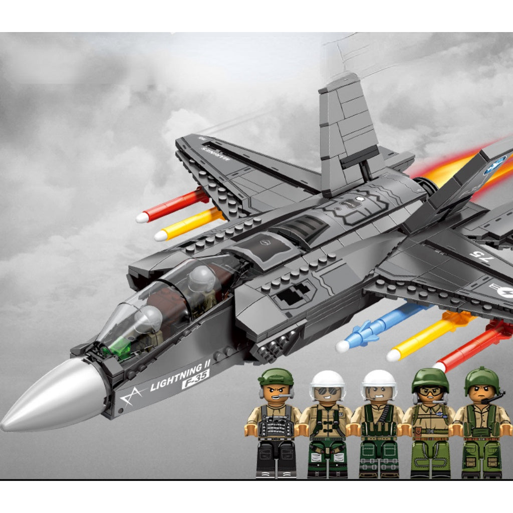867PCS Military WW2 F-35 Lightning II Air Fighter Aircraft Figure Model Toy Building Block Brick Gift Kids Compatible Lego