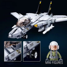 Load image into Gallery viewer, 404PCS Military WW2 F-14 Tomcat Air Fighter Aircraft Figure Model Toy Building Block Brick Gift Kids Compatible Lego 1:44
