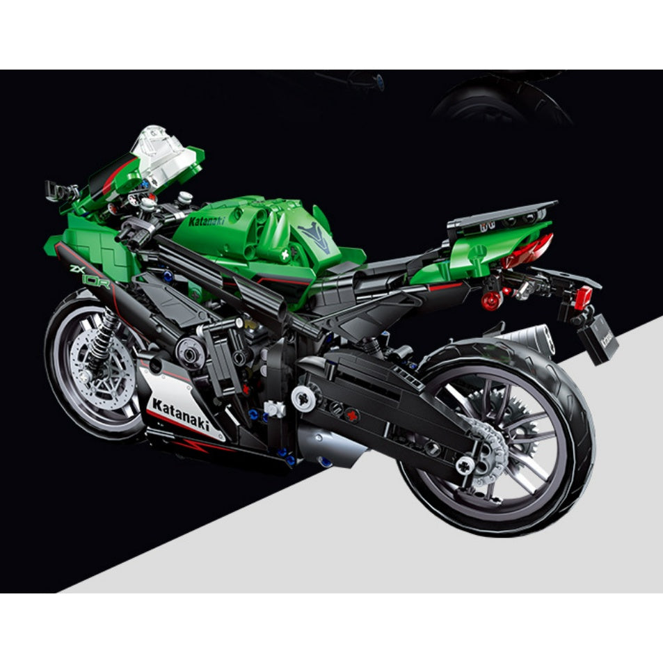 867PCS MOC Technic Speed ZX-10R Racing Sports Motorcycle Motor