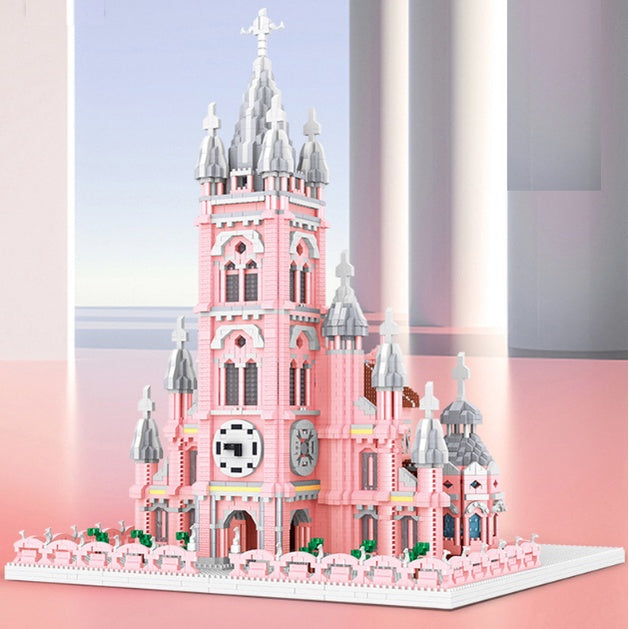 7017PCS Architecture Pink Church Ho Chi Minh Vietnam Model Building Block Brick Toy Display Gift Set Kids New Compatible Lego