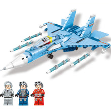 Load image into Gallery viewer, 657PCS Military WW2 SU-30 Flanker C Air Fighter Aircraft Figure Model Toy Building Block Brick Gift Kids Compatible Lego
