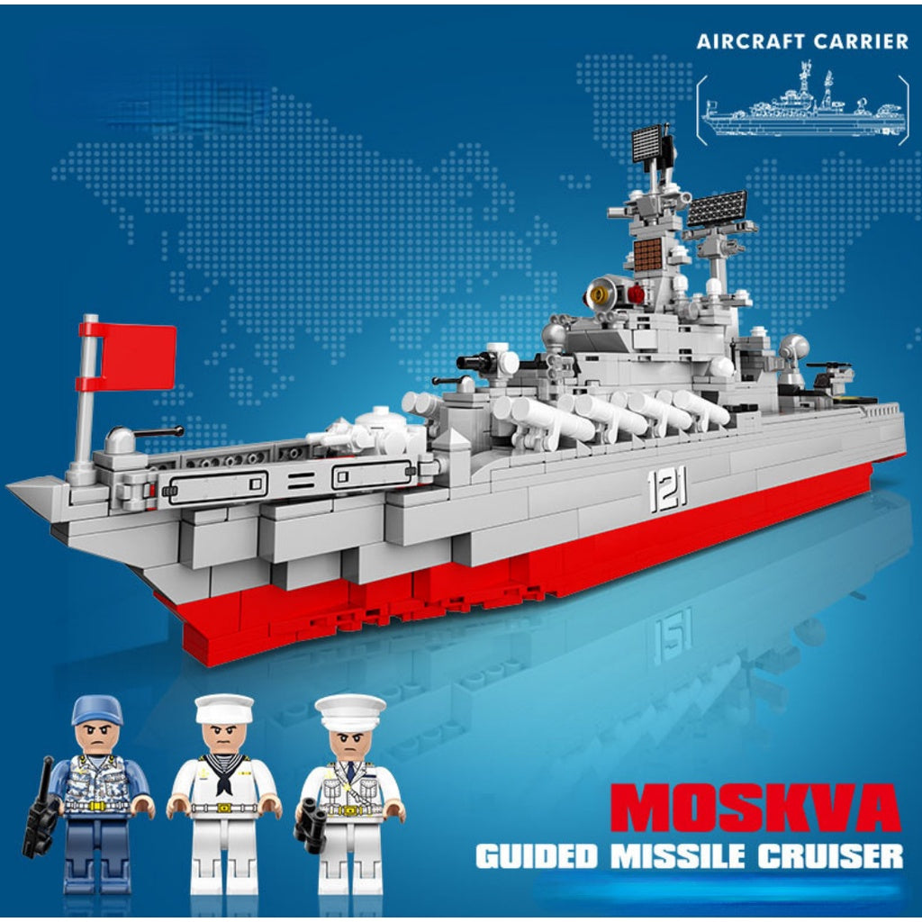 831PCS Military WW2 Moskva Guided Missile Cruiser Slava Battle Ship Fi ...