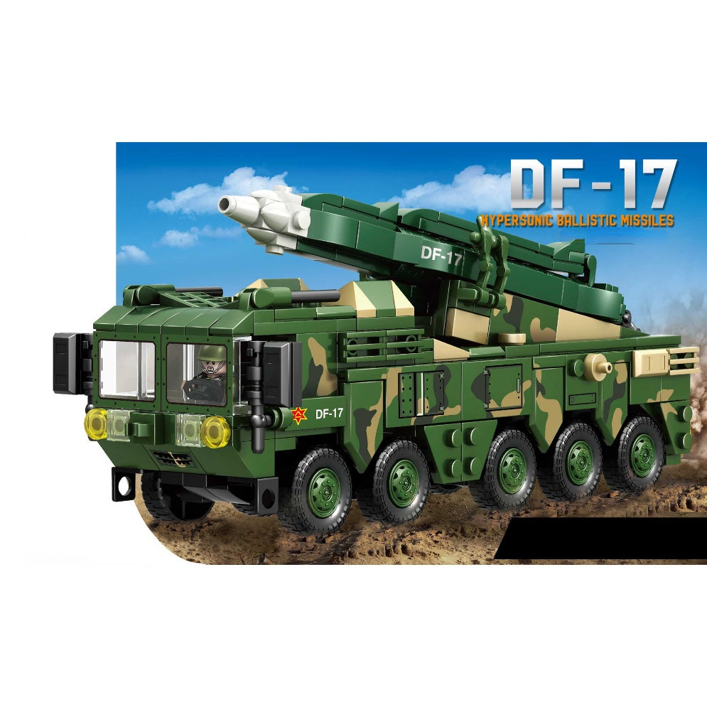 522PCS Military WW2 DF-17 Hypersonic Missiles Truck Figure Model Toy Building Block Brick Gift Kids Compatible Lego