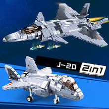 Load image into Gallery viewer, 926PCS Military WW2 2in1 Chengdu J-20 Fire Fang Stealth Air Fighter Figure Model Toy Building Block Brick Gift Kids Compatible Lego
