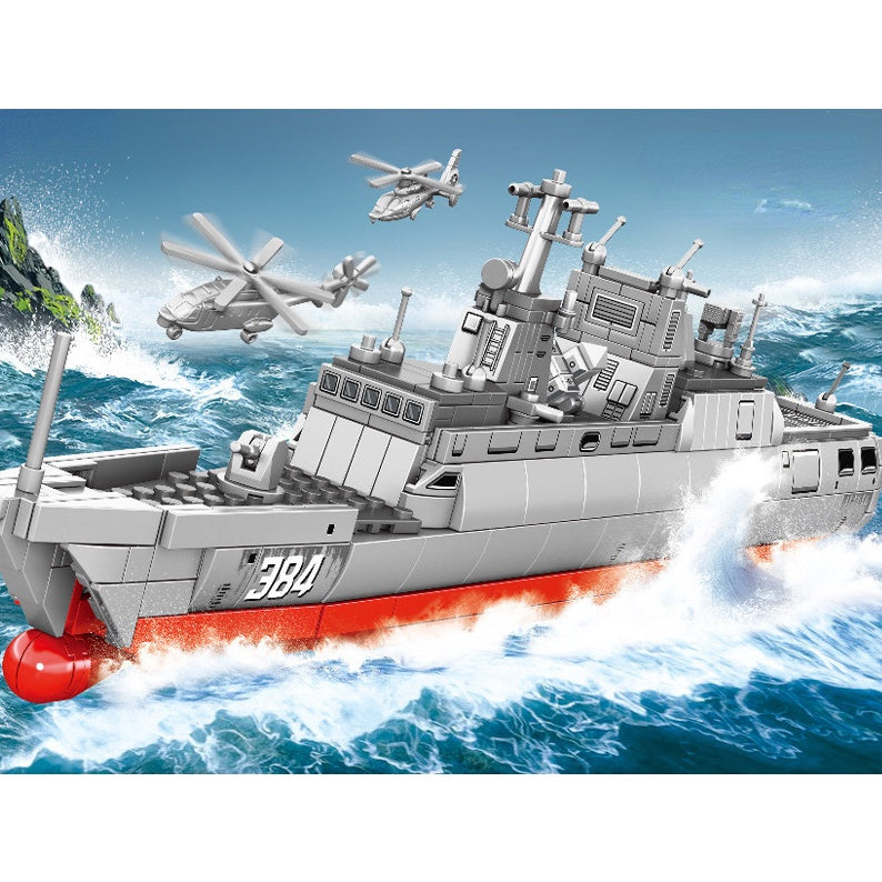 750PCS Military WW2 Type 056 Corvette Jiangdao Class Frigate Figure Model Toy Building Block Brick Gift Kids Compatible Lego