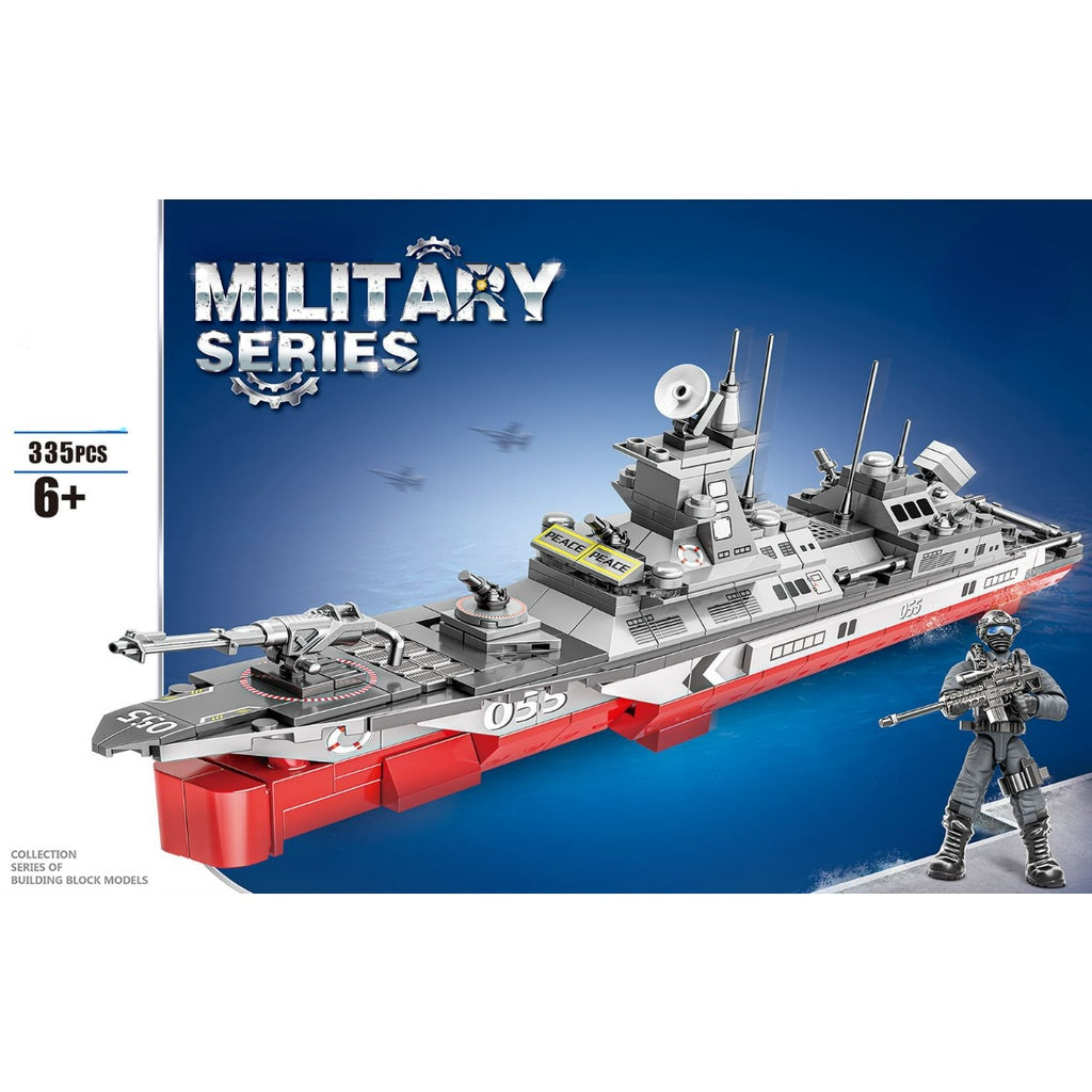 335PCS Military WW2 Type 055 Destroyer Renhai Class Battle Ship Figure Model Toy Building Block Brick Gift Kids Compatible Lego