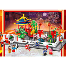 Load image into Gallery viewer, MOC Chinese New Year Scene Dragon Dance Garden Lantern Festival Model Figures Toy Building Block Brick Gift Kids

