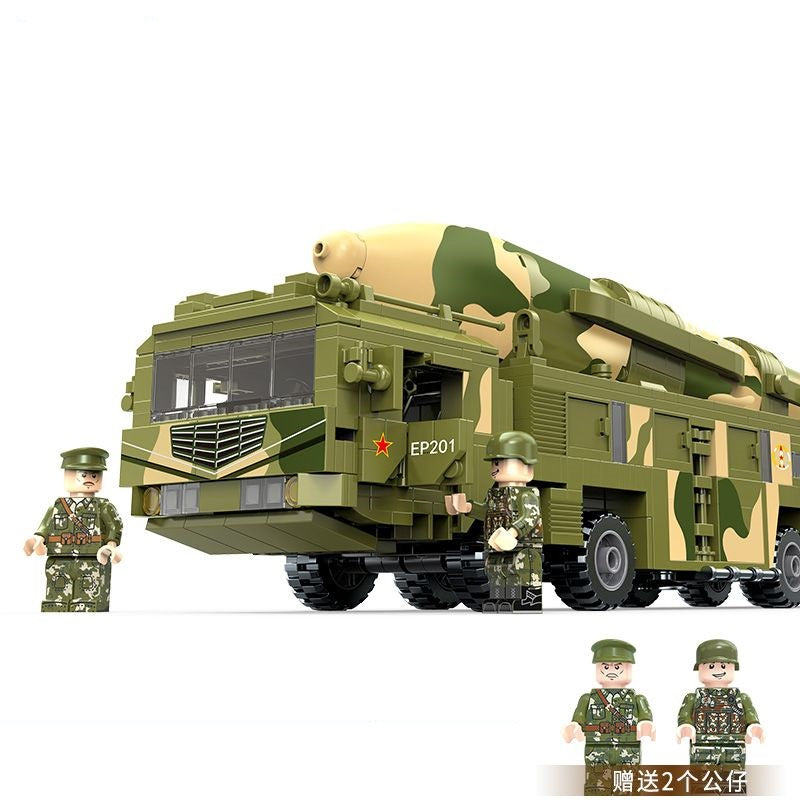 986PCS Military WW2 DF-21 Medium Range Ballistic Missile Truck Figure Model Toy Building Block Brick Gift Kids Compatible Lego