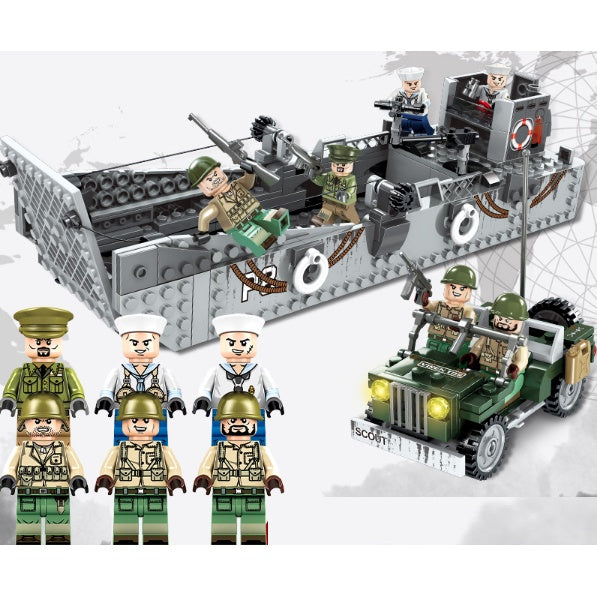 408PCS Military LCM3 Landing Craft Model Figures Toy Building Block Brick Gift Kids Compatible Lego