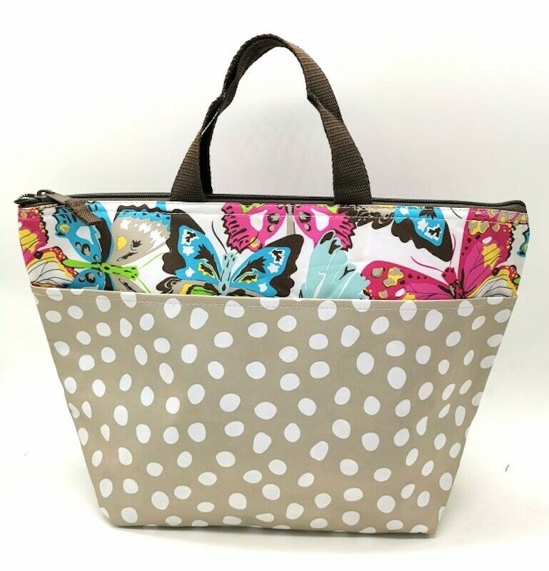 THIRTY ONE 31 INSULATED TOTE LUNCH BAG PURPLE POLKA DOT JUST BELIEVE MINT