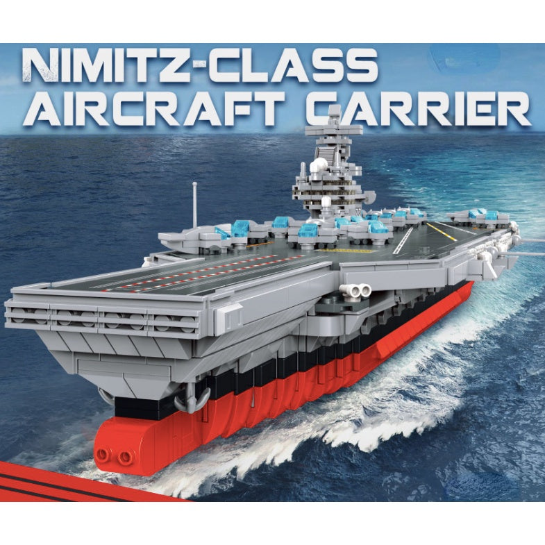 1969PCS Military WW2 Nimitz Class Aircraft Carrier CVN-68 US Model Toy Building Block Brick Gift Kids Compatible Lego