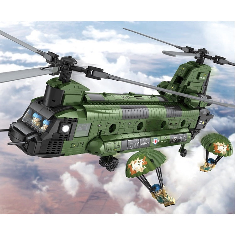 1622PCS Military CH-47 Chinook Transport Helicopter Solider Figures Model Building Block Brick Toy Gift Set Kids New Compatible Lego