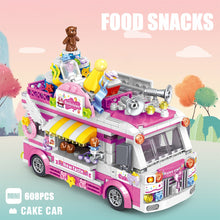 Load image into Gallery viewer, MOC Micro Mini Food Fruit Ice Cream Sushi Burger Vending Truck Car Model Toy Building Block Brick Gift Kids

