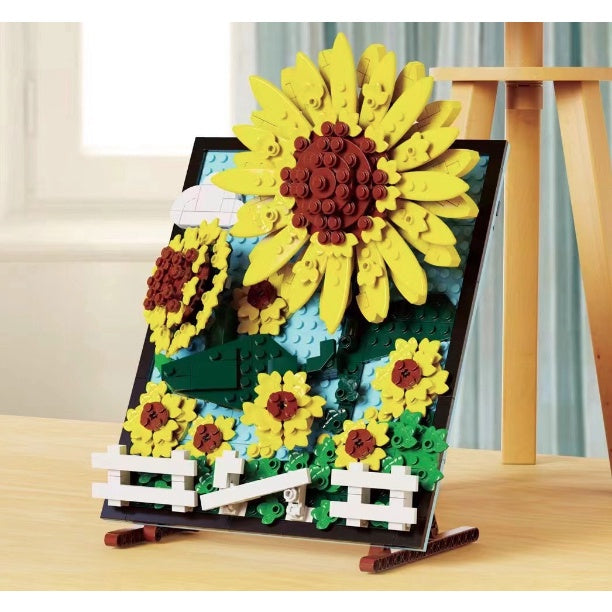 666PCS Sunflower Helianthus Model Display Toy Building Block Brick Gift Set Kids New Compatible Lego