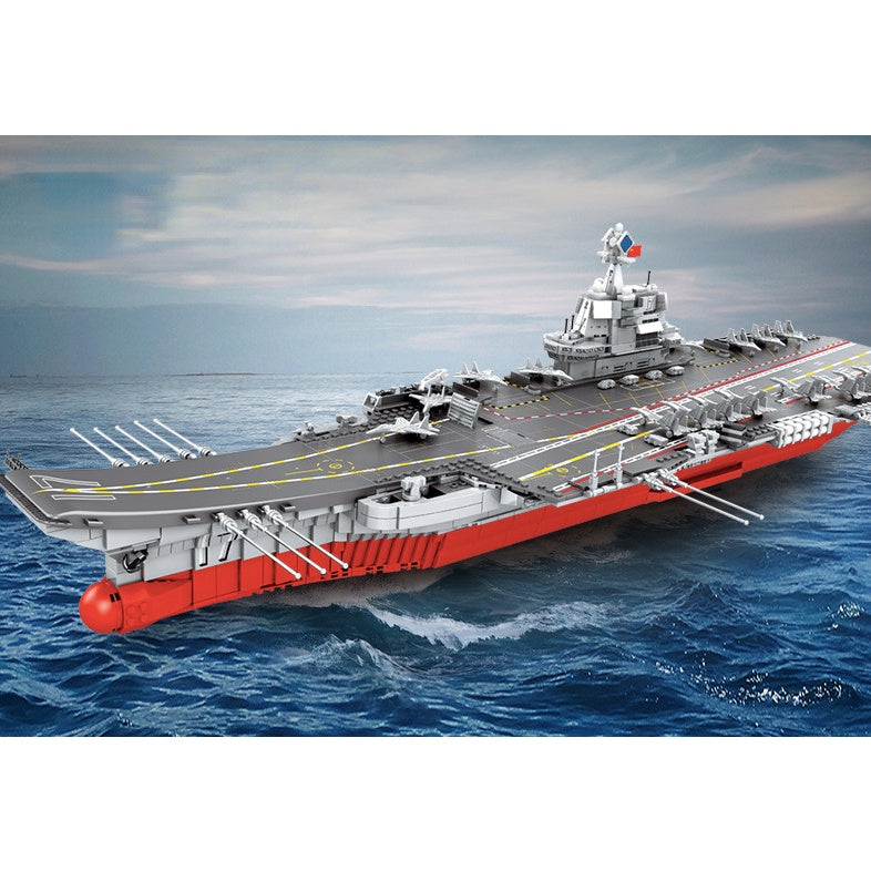 3010PCS Military WW2 Large Shandong Class Aircraft Carrier PLA NAVY Figure Model Toy Building Block Brick Gift Kids Compatible Lego