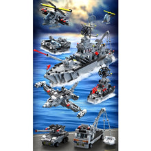 Load image into Gallery viewer, 1704PCS Military WW2 6in1 Battle Ship Destroyer Helicopter Submarine Frigate Tank Figure Model Toy Building Block Brick Gift Kids Compatible Lego
