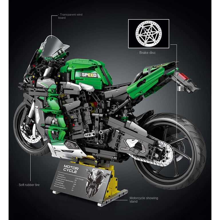 2088PCS MOC Technic Large Kawasaki H2 SX SE Motorcycle Motor Bike Mod –  mycrazybuy store