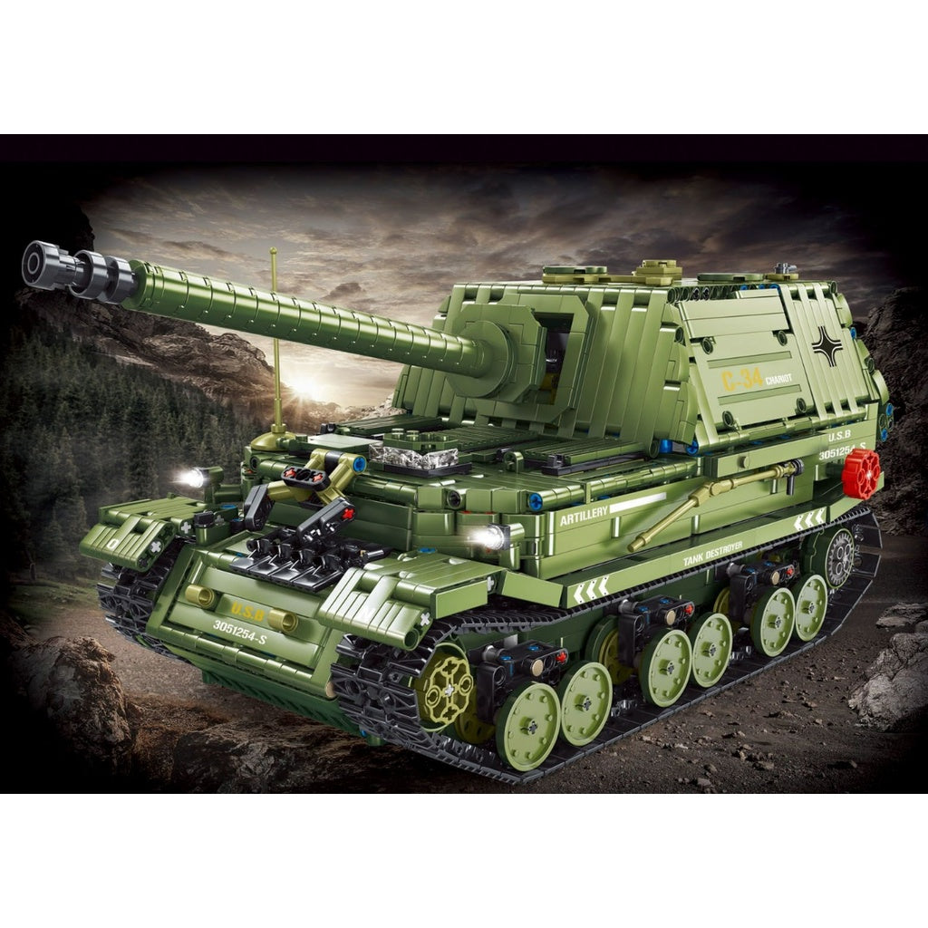 2436PCS Military WW2 Large Ferdinand VK4501 Tank Destroyer Model Toy Building Block Brick Gift Kids Compatible Lego 1:10