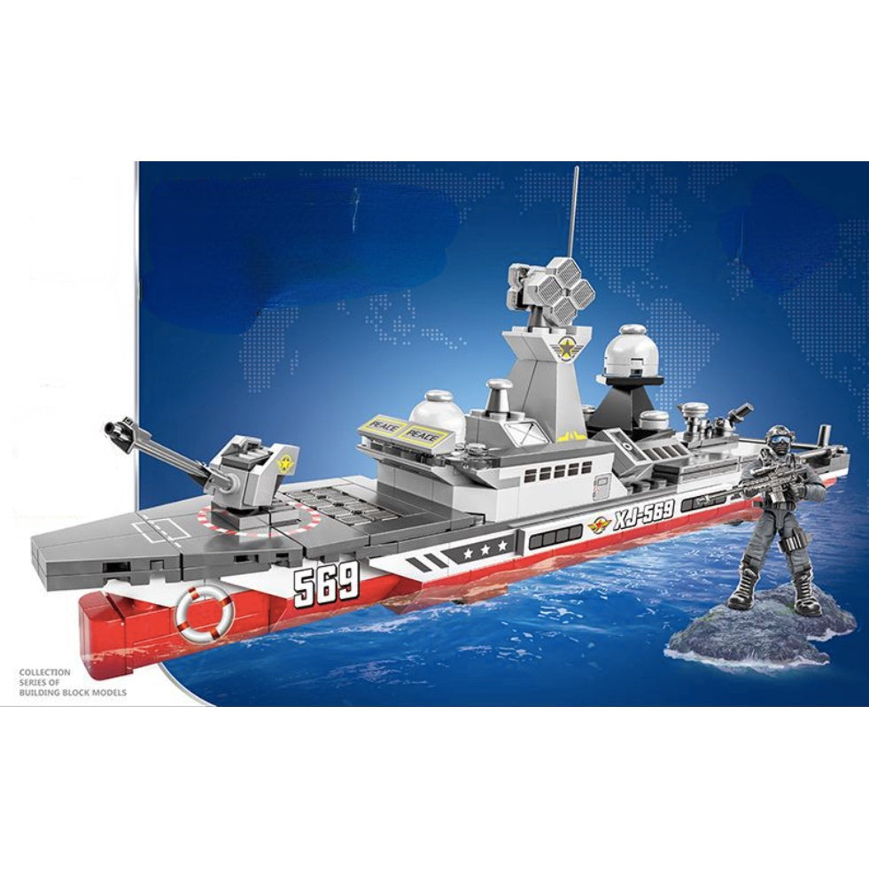 311PCS Military WW2 Type 054A Frigates Jiangkai Class Ship Figure Model Toy Building Block Brick Gift Kids Compatible Lego